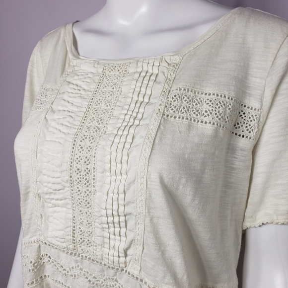 Old Navy Off White Cotton Calla Lily Shirt, Size Large - Picture 2 of 8